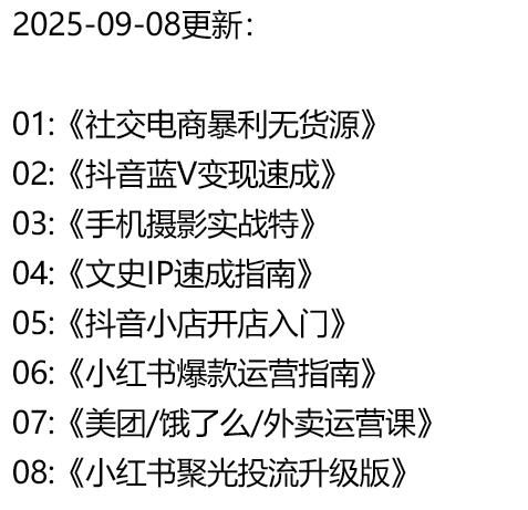 2025-09-08更新副业项目教程库-网创社-一个满足网络创业者需求的地方